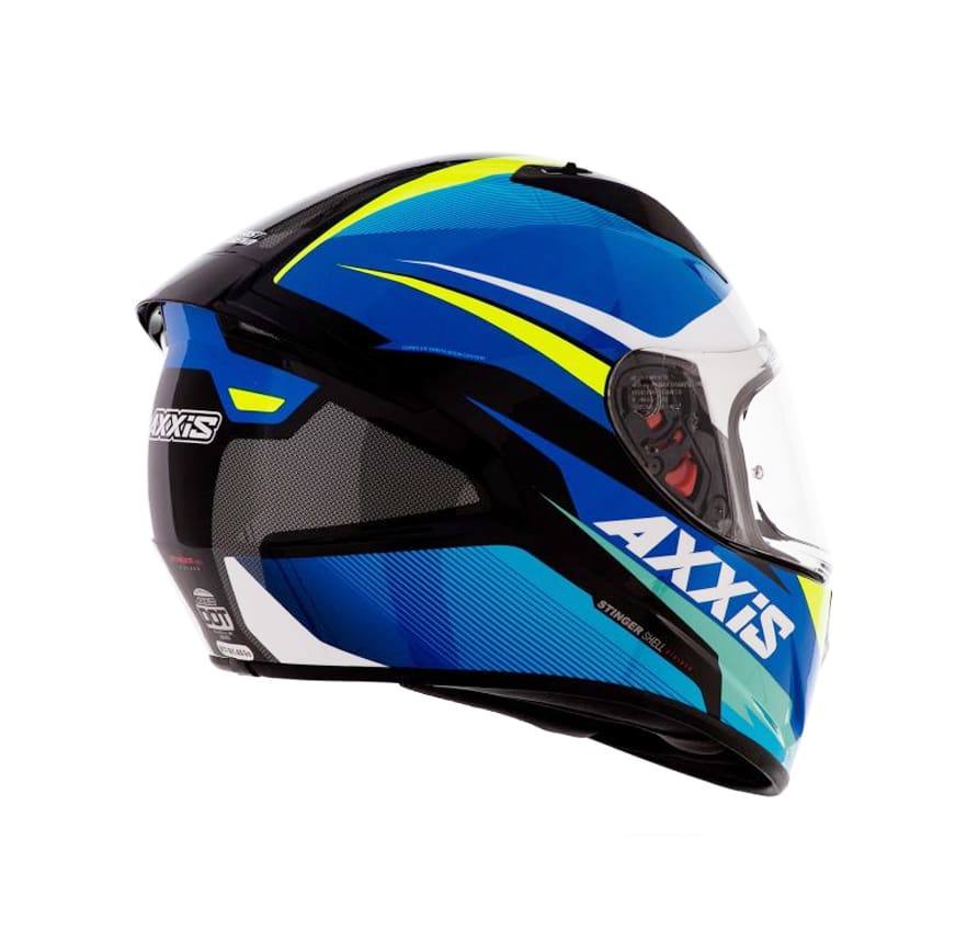 CASCO AXXIS STINGER DIVIDE AZUL BLANCO AMARILLO FLUOR