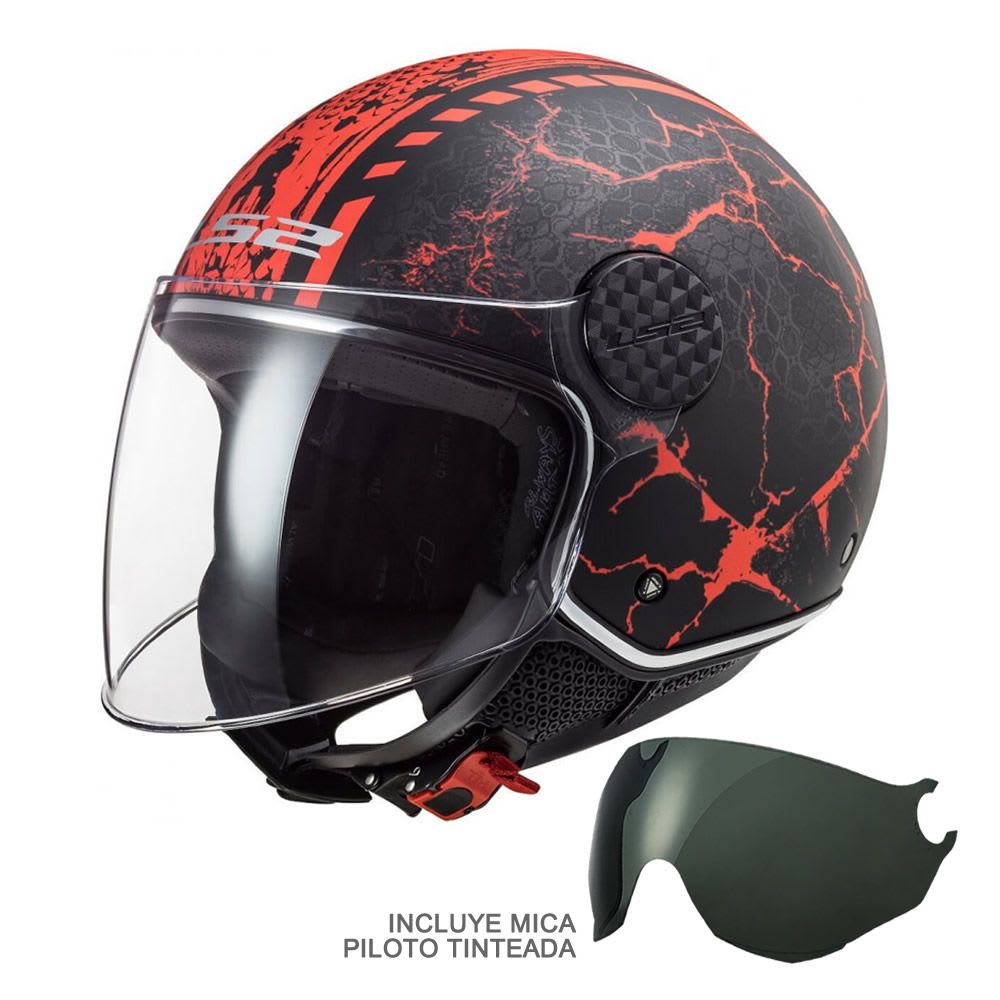 CASCO LS2 OF558 SPHERE LUX SNAKE NEGRO ROJO
