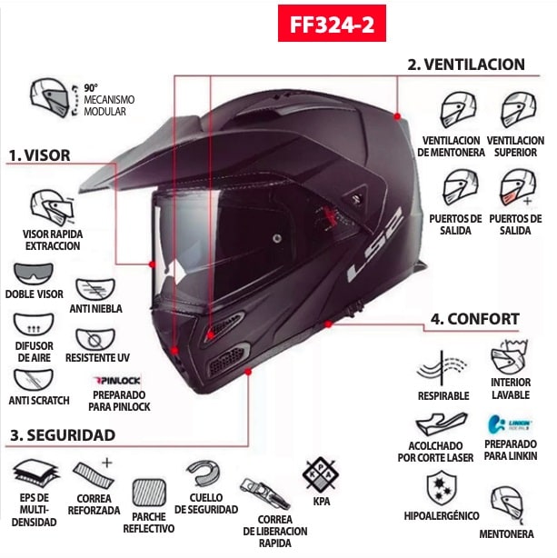 CASCO LS2 FF 324 METRO EVO SUB NEGRO BCO "LIGHT MATE"