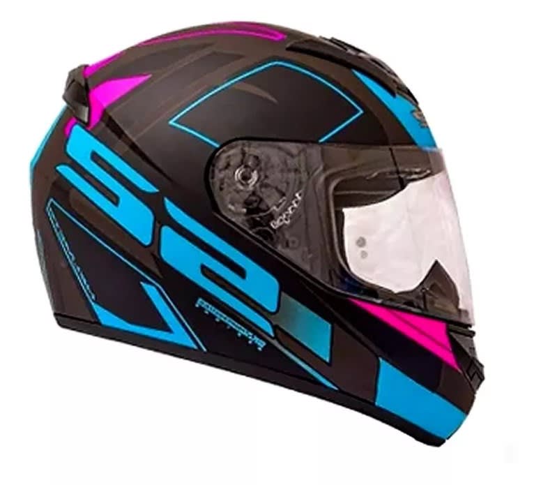 CASCO LS2 FF 352 CYPRESS NEGRO AZUL FUCSIA MAT