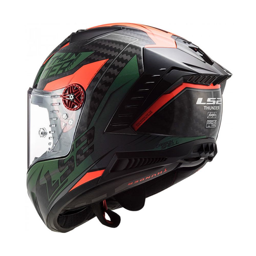 CASCO CARBONO LS2 FF805 THUNDER CHASE VERDE NARANJA