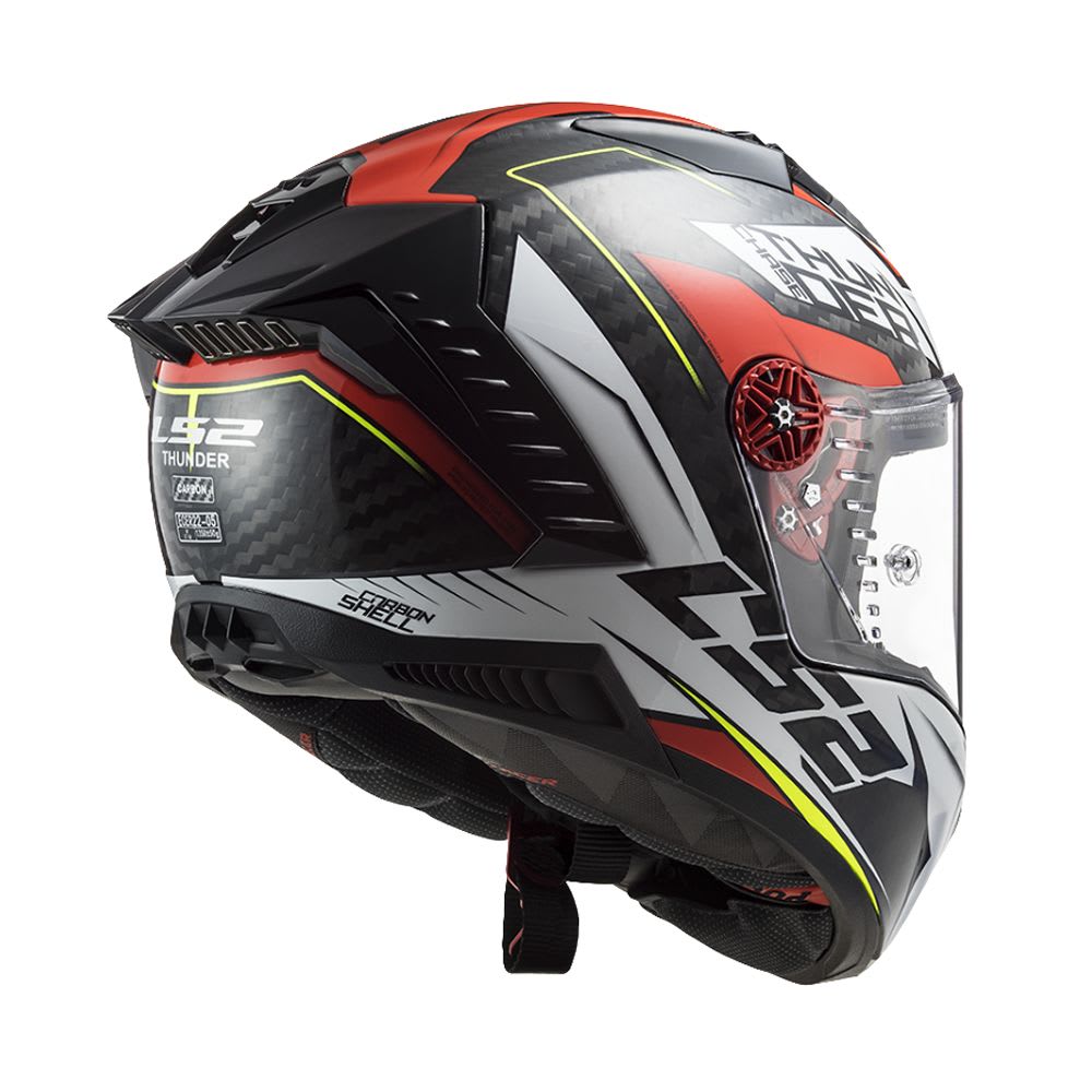 CASCO CARBONO LS2 FF805 THUNDER CHASE BLANCO ROJO