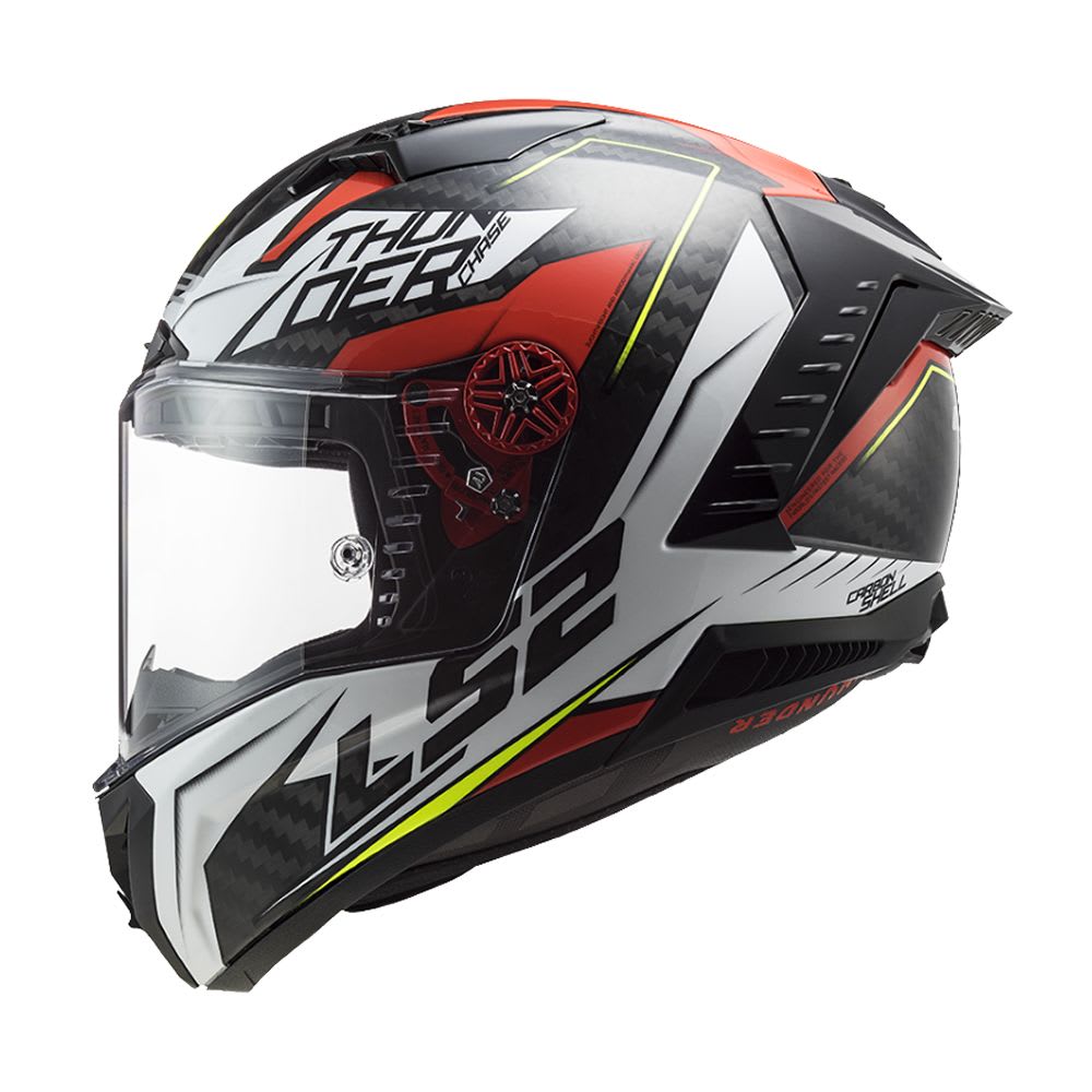 CASCO CARBONO LS2 FF805 THUNDER CHASE BLANCO ROJO