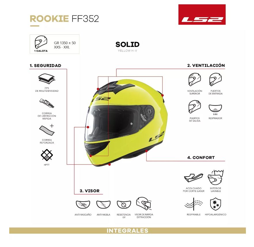 CASCO LS2 FF 352 MONO AMARILLO