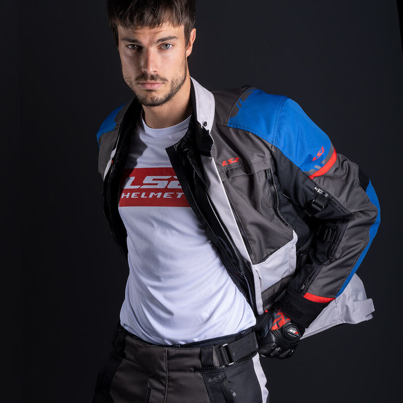 CHAQUETA LS2 NORWAY AZUL NEGRA GRIS ROJA