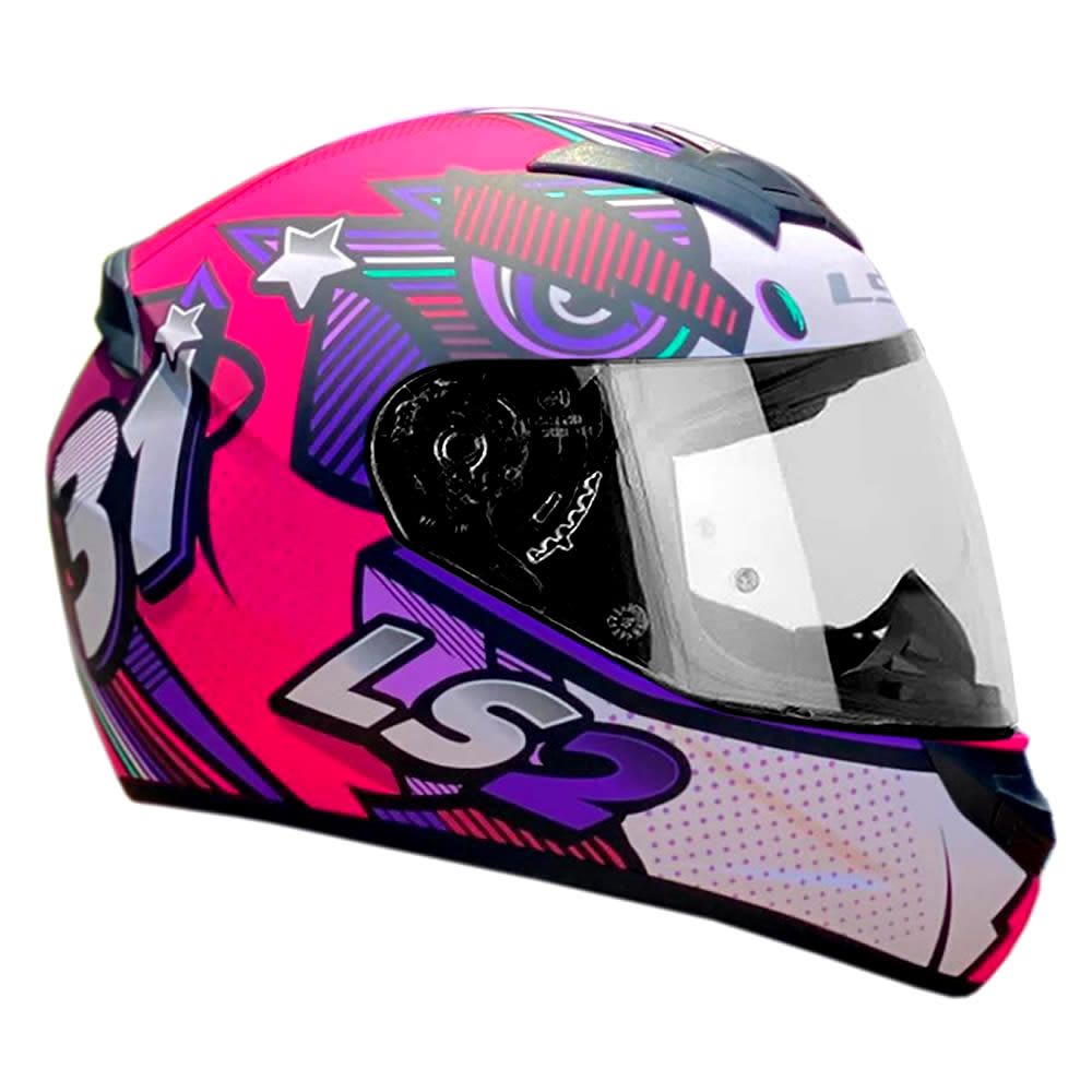 CASCO LS2 FF 352 KHAN FUCSIA BLANCO