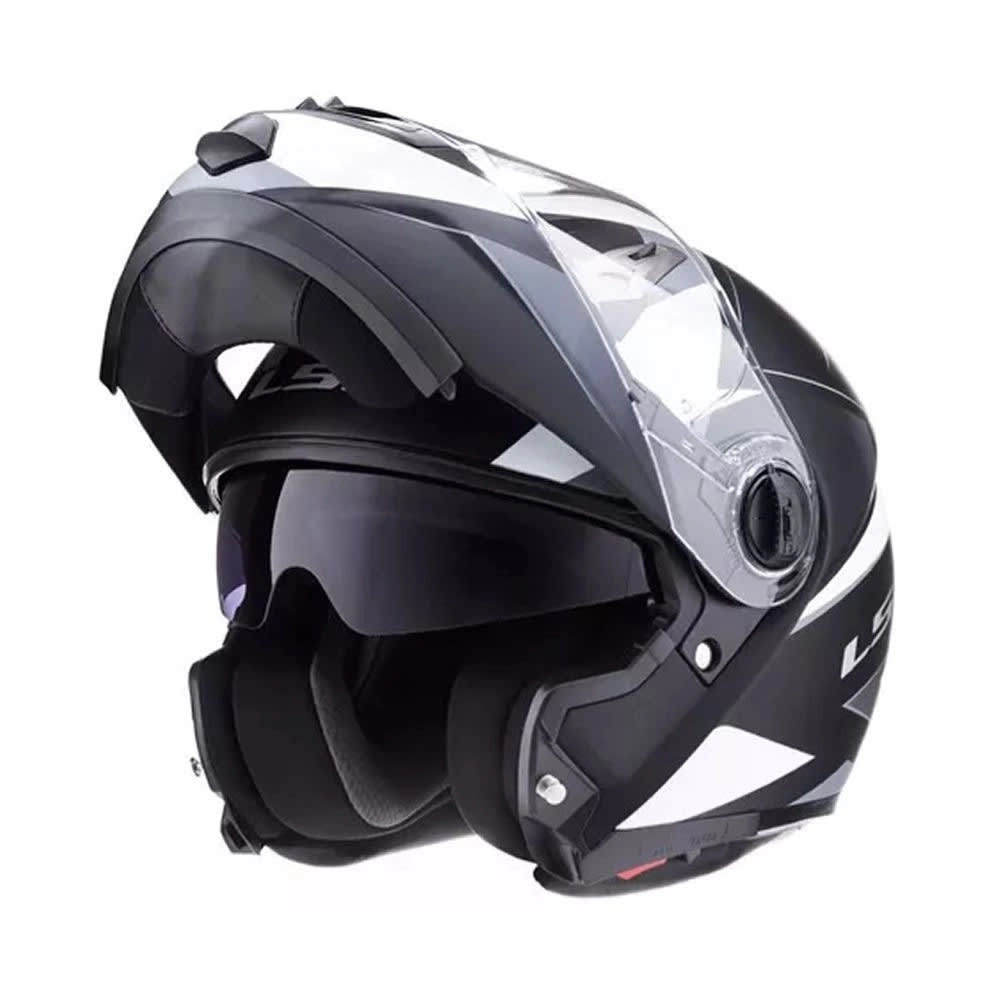 CASCO LS2 FF370 EASY STRIP NEGRO BLANCO