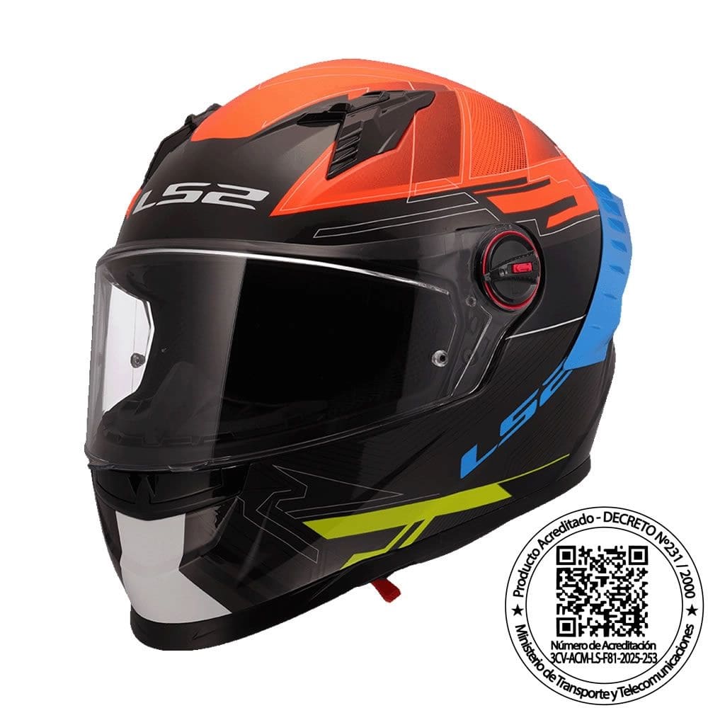 CASCO LS2 FF816 COSMOS DIGITAL NEGRO NARANJA MATE SP/CEL
