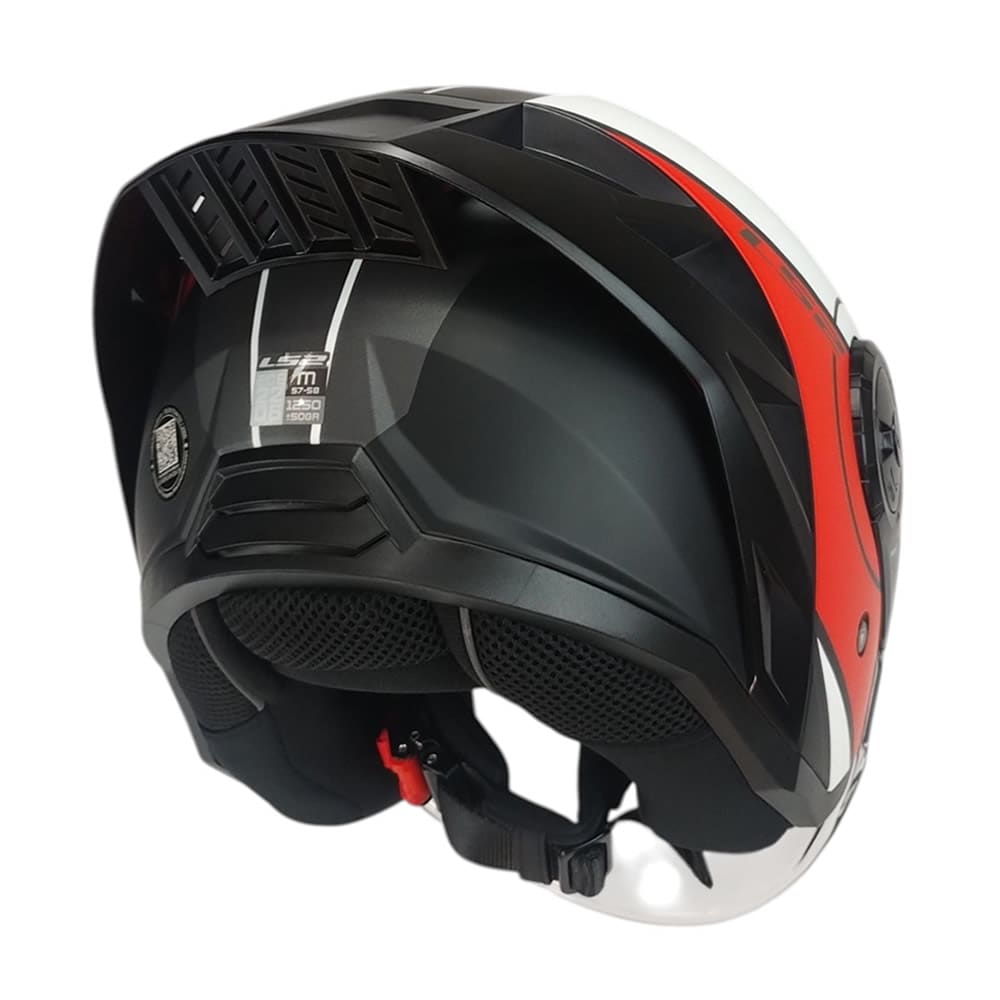 CASCO ABIERTO LS2 OF616 AIRFLOW II COVER BLANCO ROJO