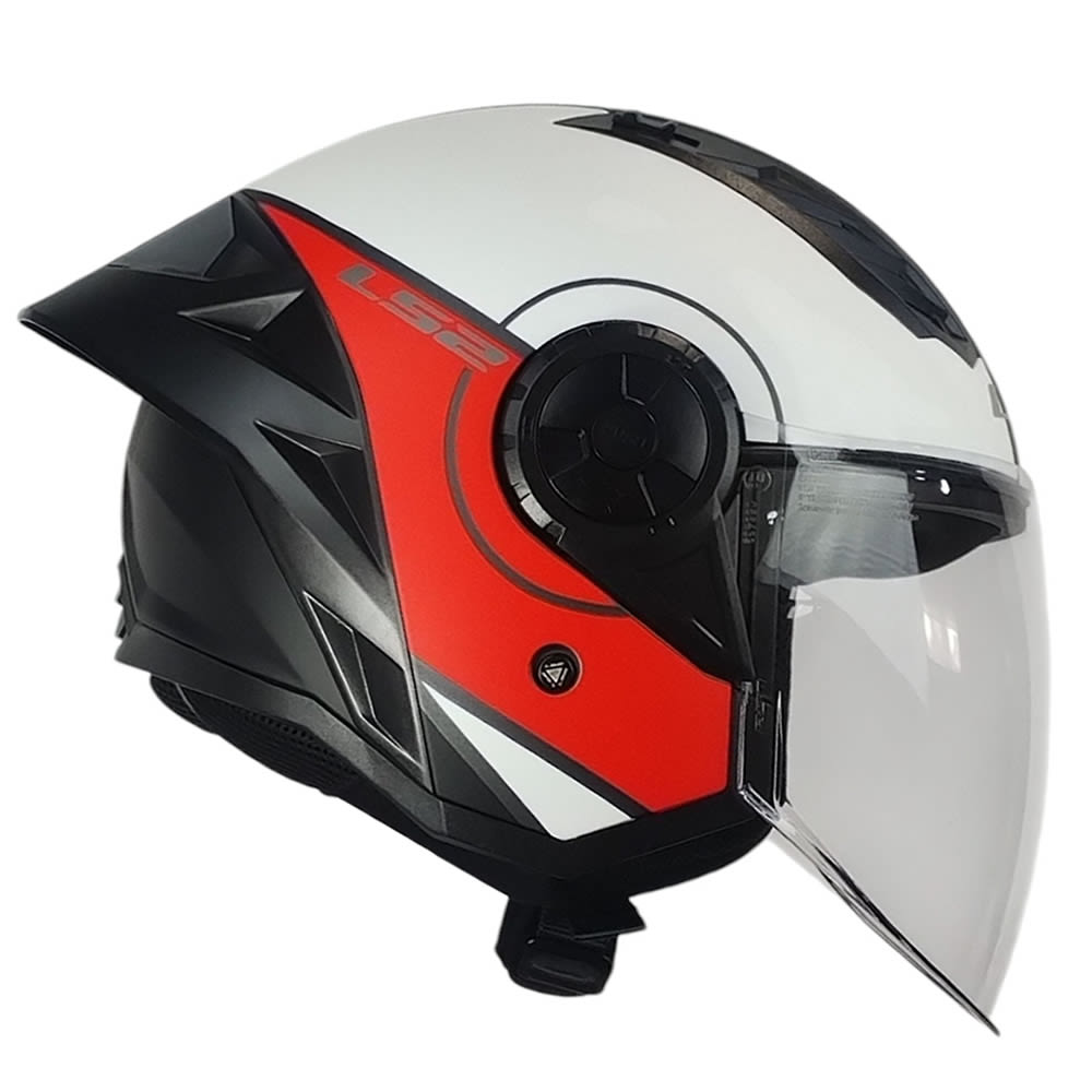CASCO ABIERTO LS2 OF616 AIRFLOW II COVER BLANCO ROJO