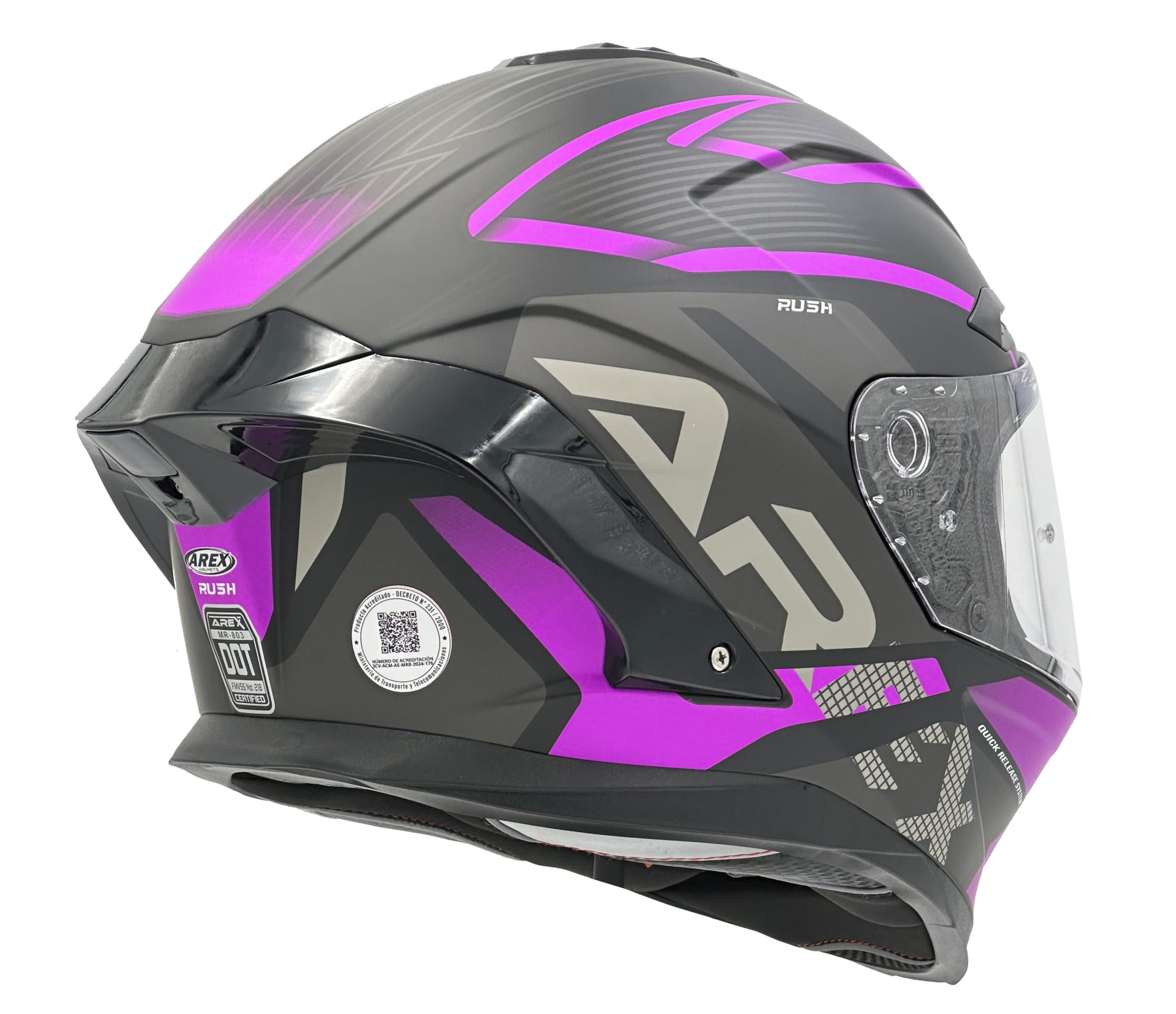 CASCO AREX MR-803 RUSH NEGRO MATTE FUCSIA