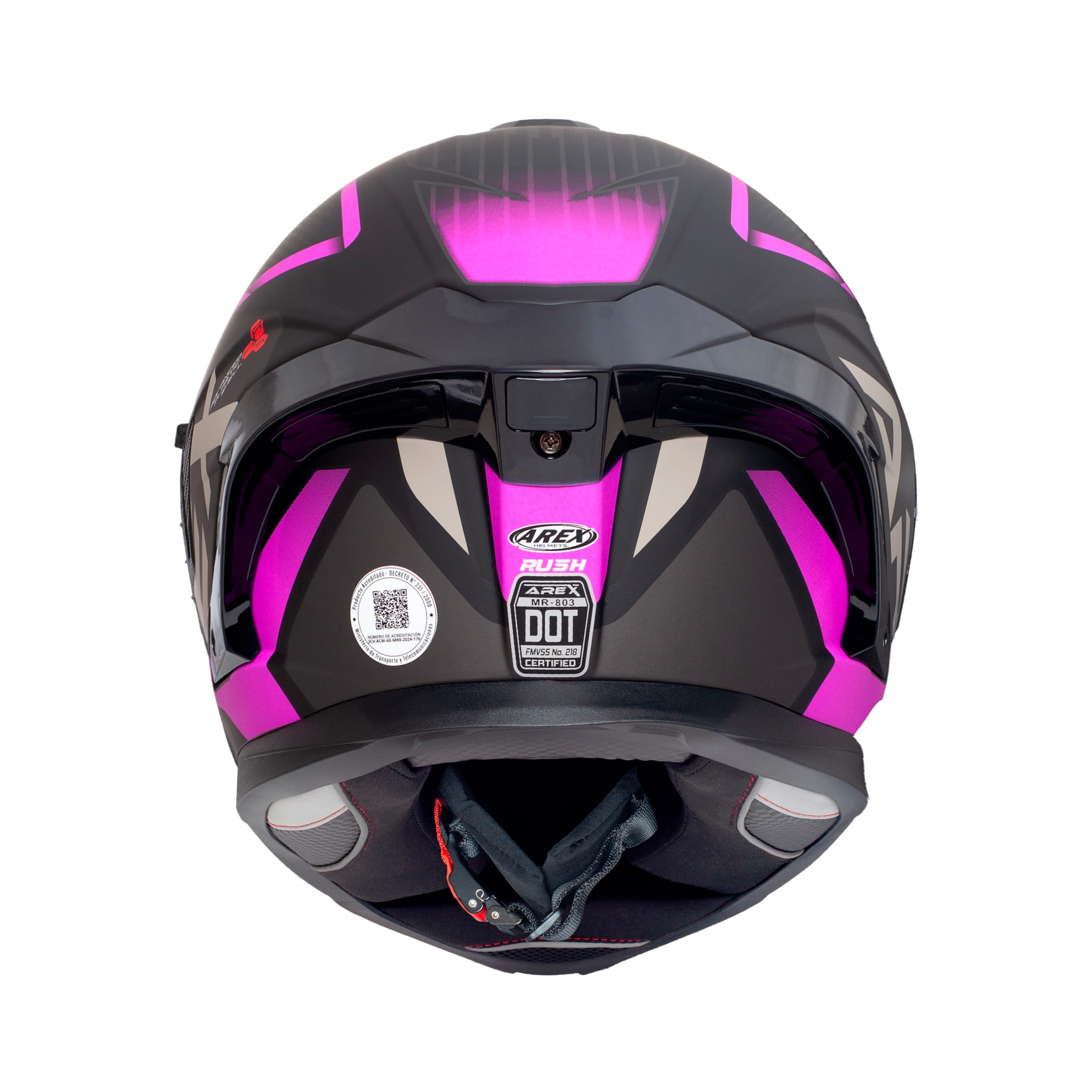 CASCO AREX MR-803 RUSH NEGRO MATTE FUCSIA