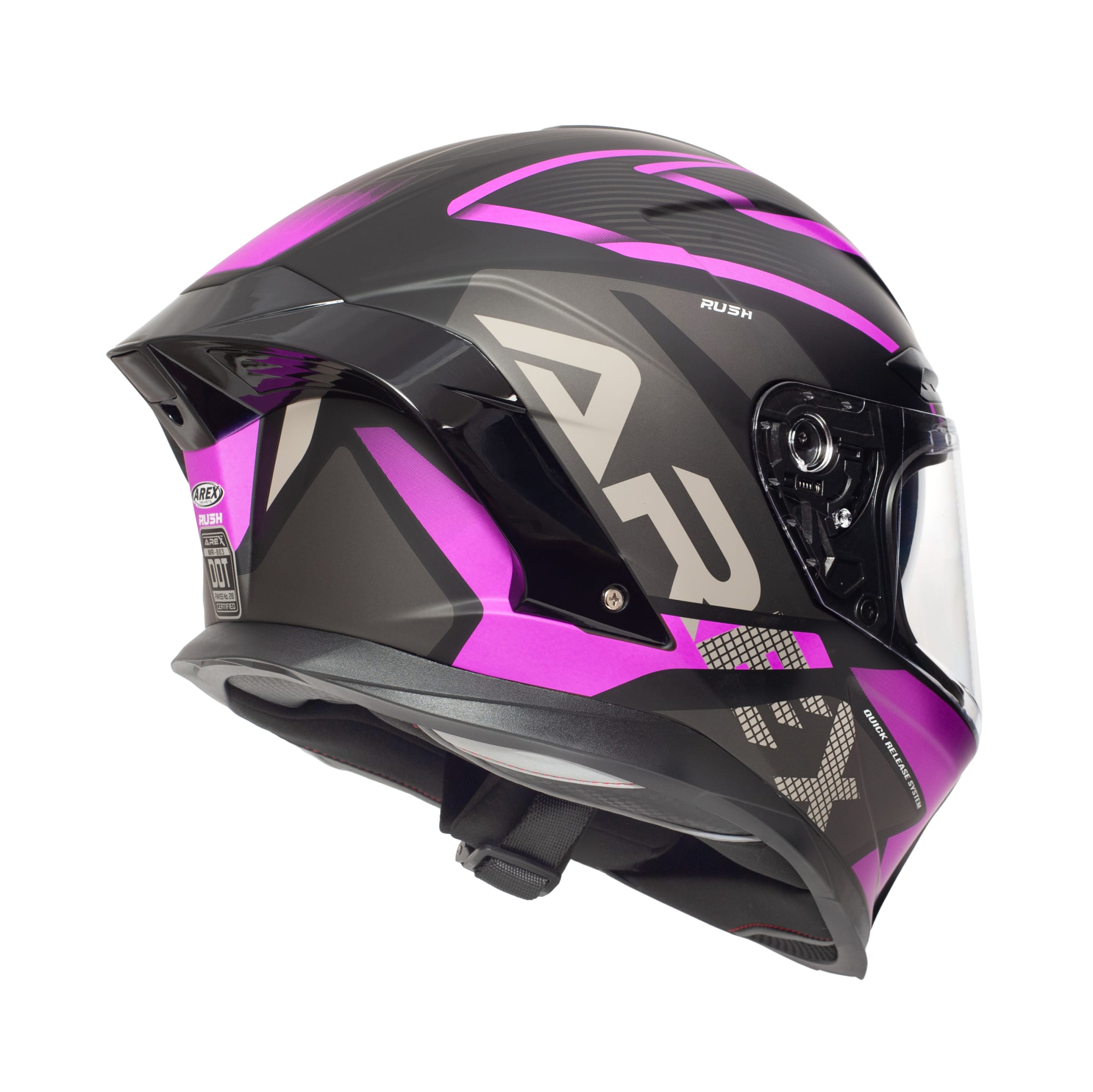 CASCO AREX MR-803 RUSH NEGRO MATTE FUCSIA