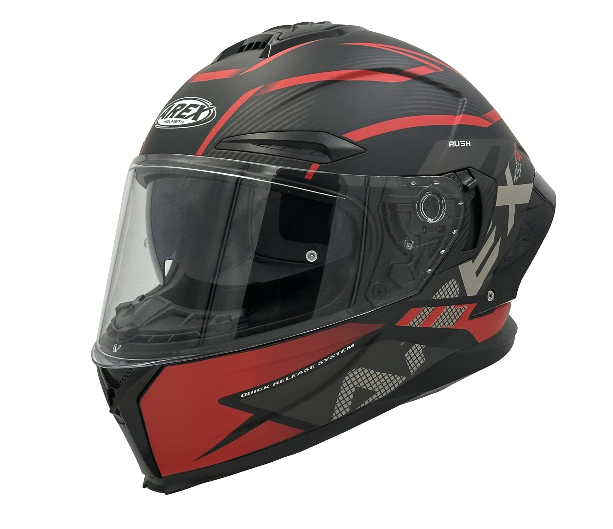 CASCO AREX MR-803 RUSH NEGRO ROJO MATE