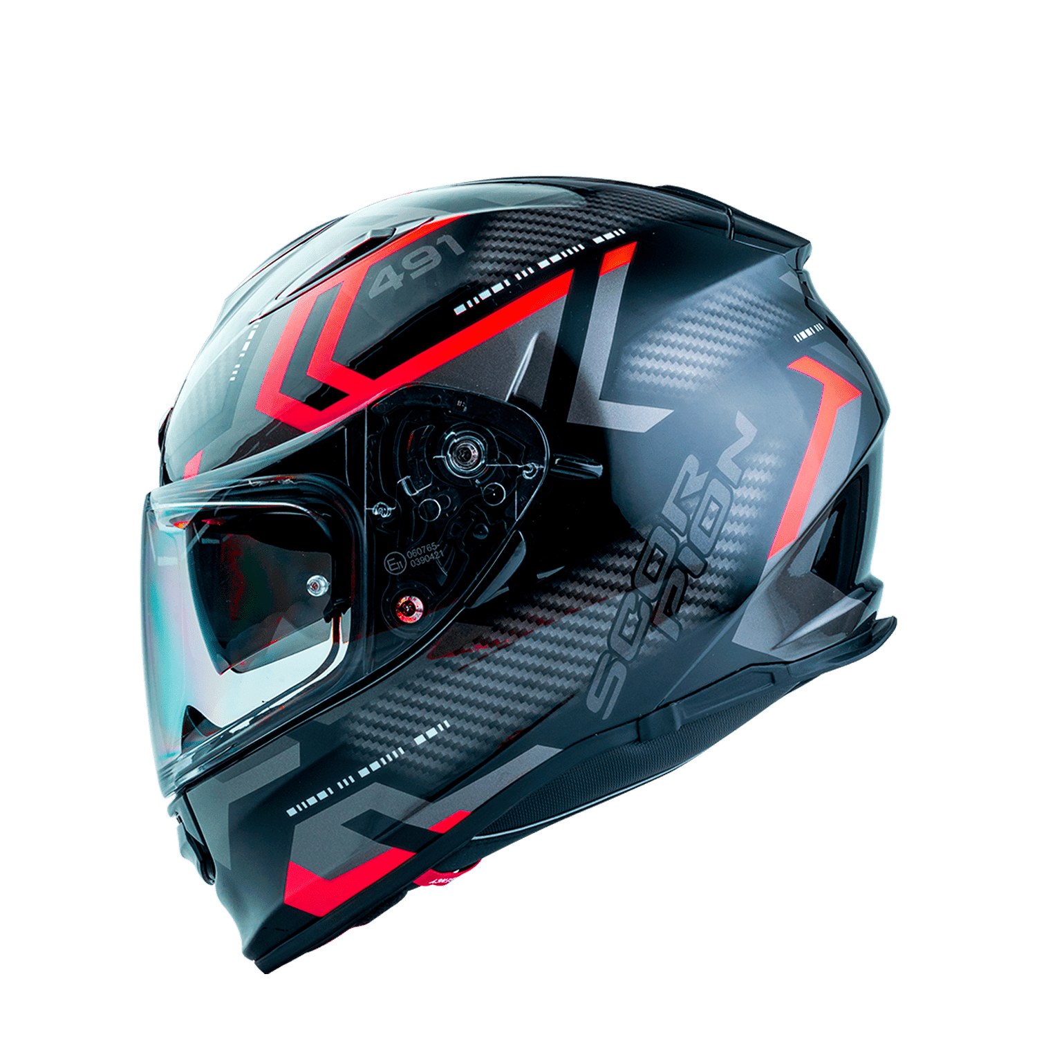 CASCO SCORPION EXO-491 SPIN NEGRO ROJO