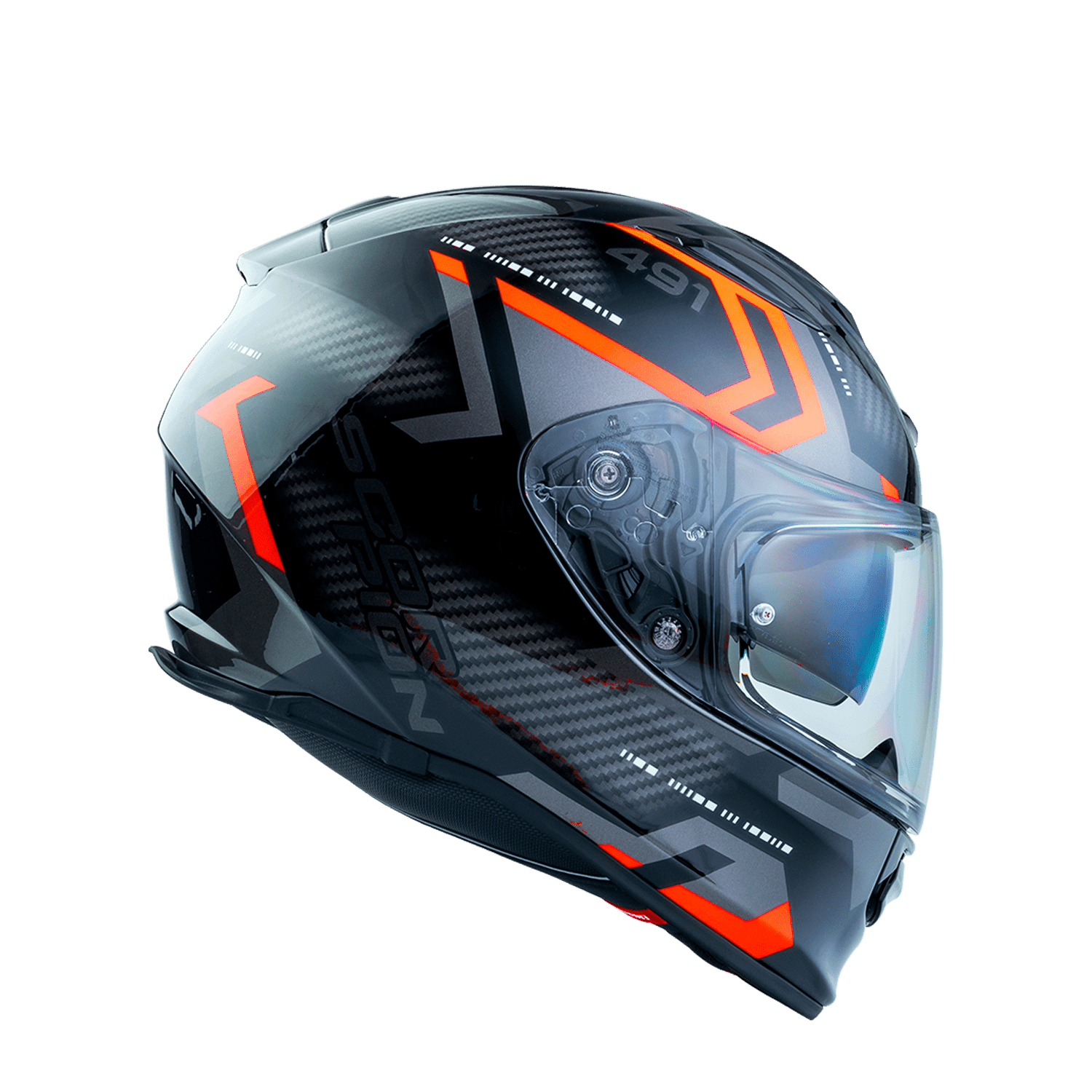 CASCO SCORPION EXO-491 SPIN NEGRO ROJO