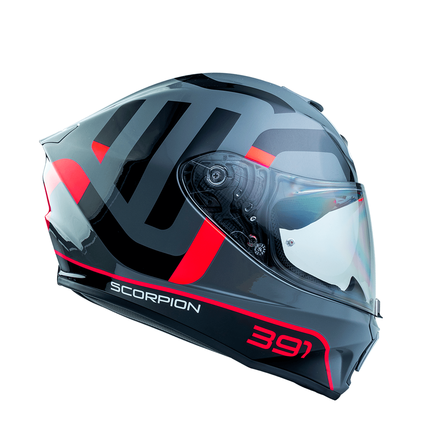 CASCO SCORPION EXO-391 AROK GRIS ROJO NEGRO