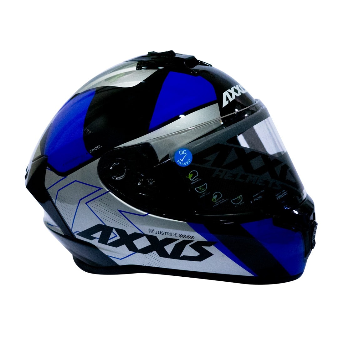 CASCO AXXIS DRAKEN CINZEL A7 AZUL BRILLO
