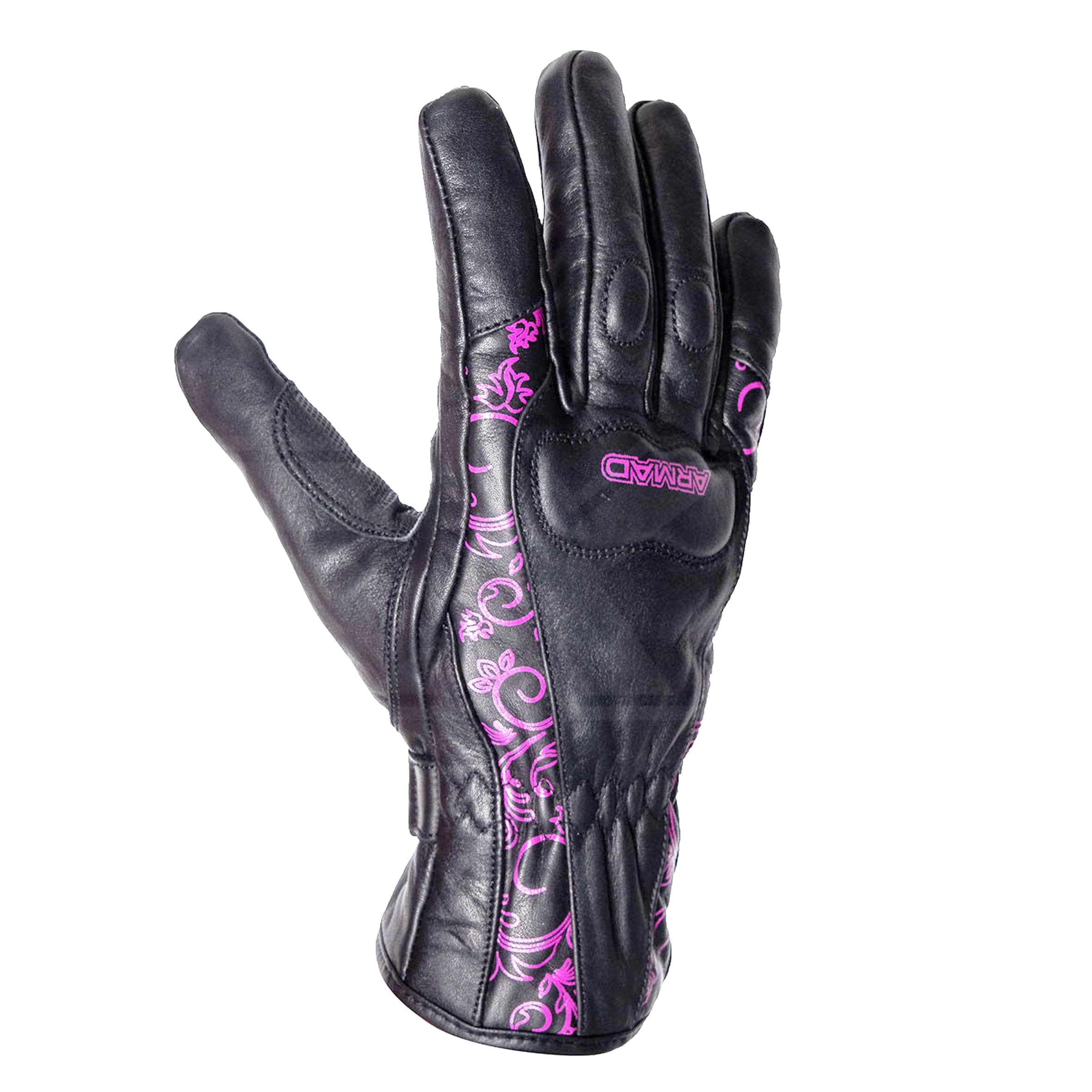 GUANTE CUERO ARMAD BELEN LADY NEGRO ROSA
