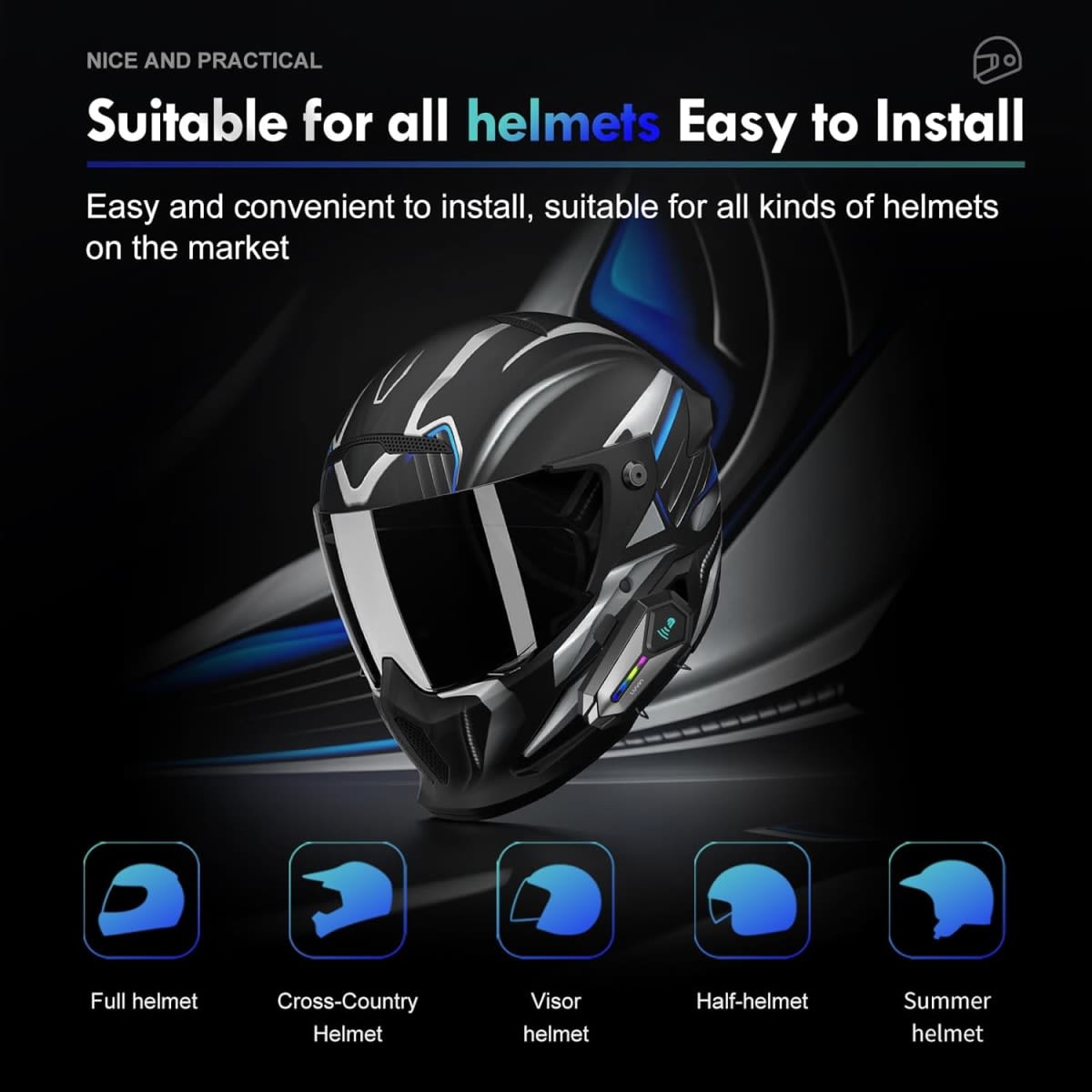 MANOS LIBRES PARA CASCO MOTO LUVIN GALAXY8 INTERCOMUNICADOR