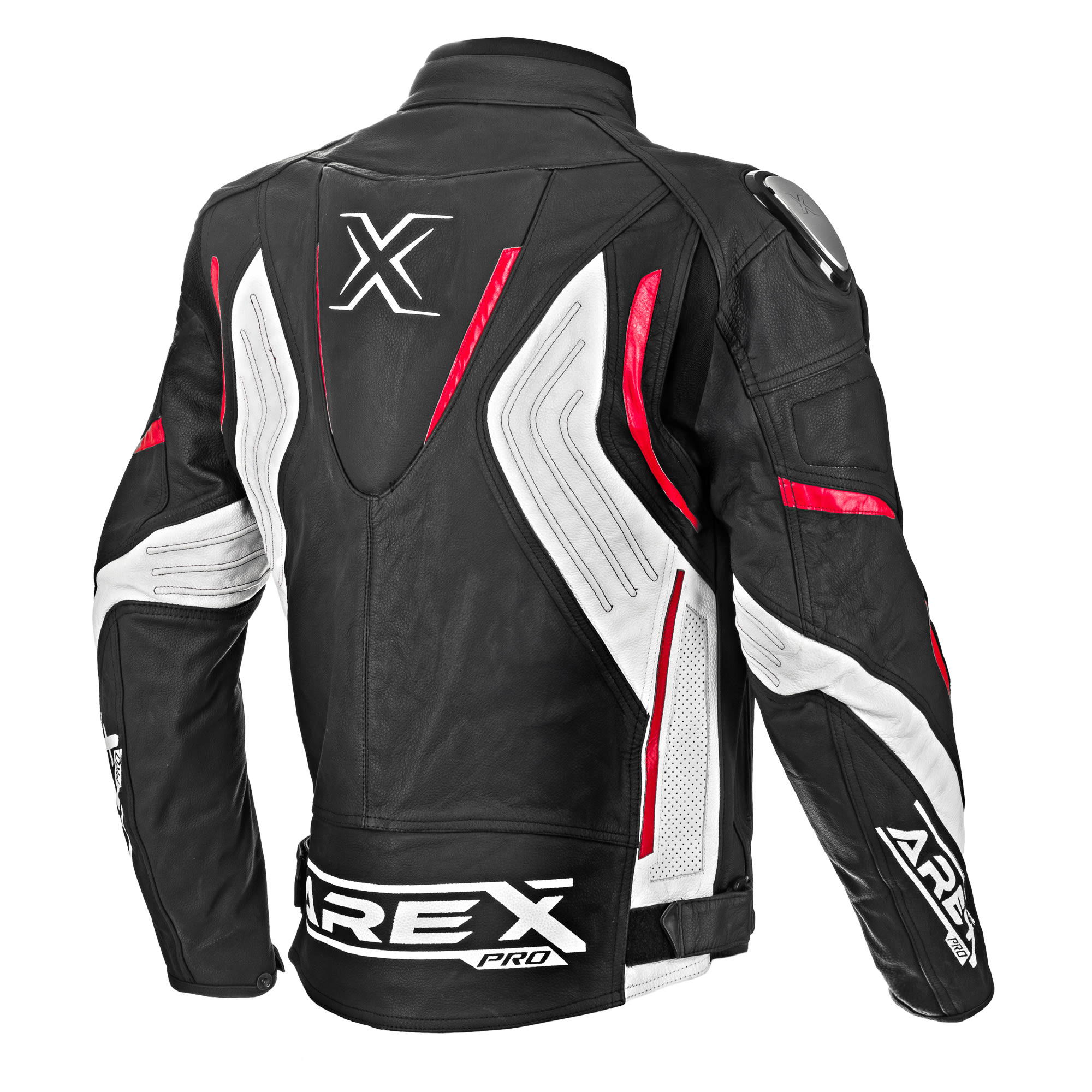 CHAQUETA CUERO AREX RACER NEG/BCO/ROJO