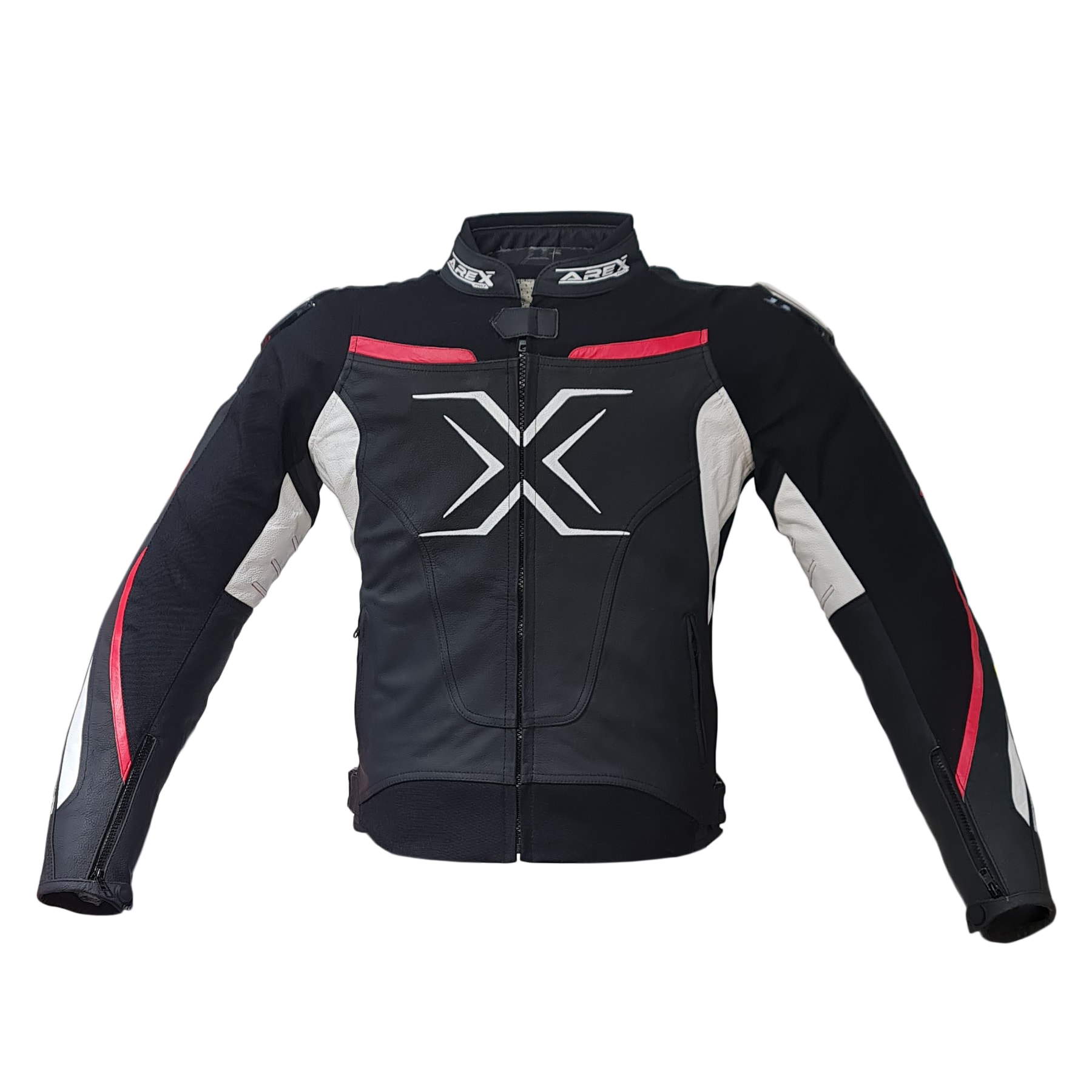 CHAQUETA CUERO AREX RACER NEG/BCO/ROJO