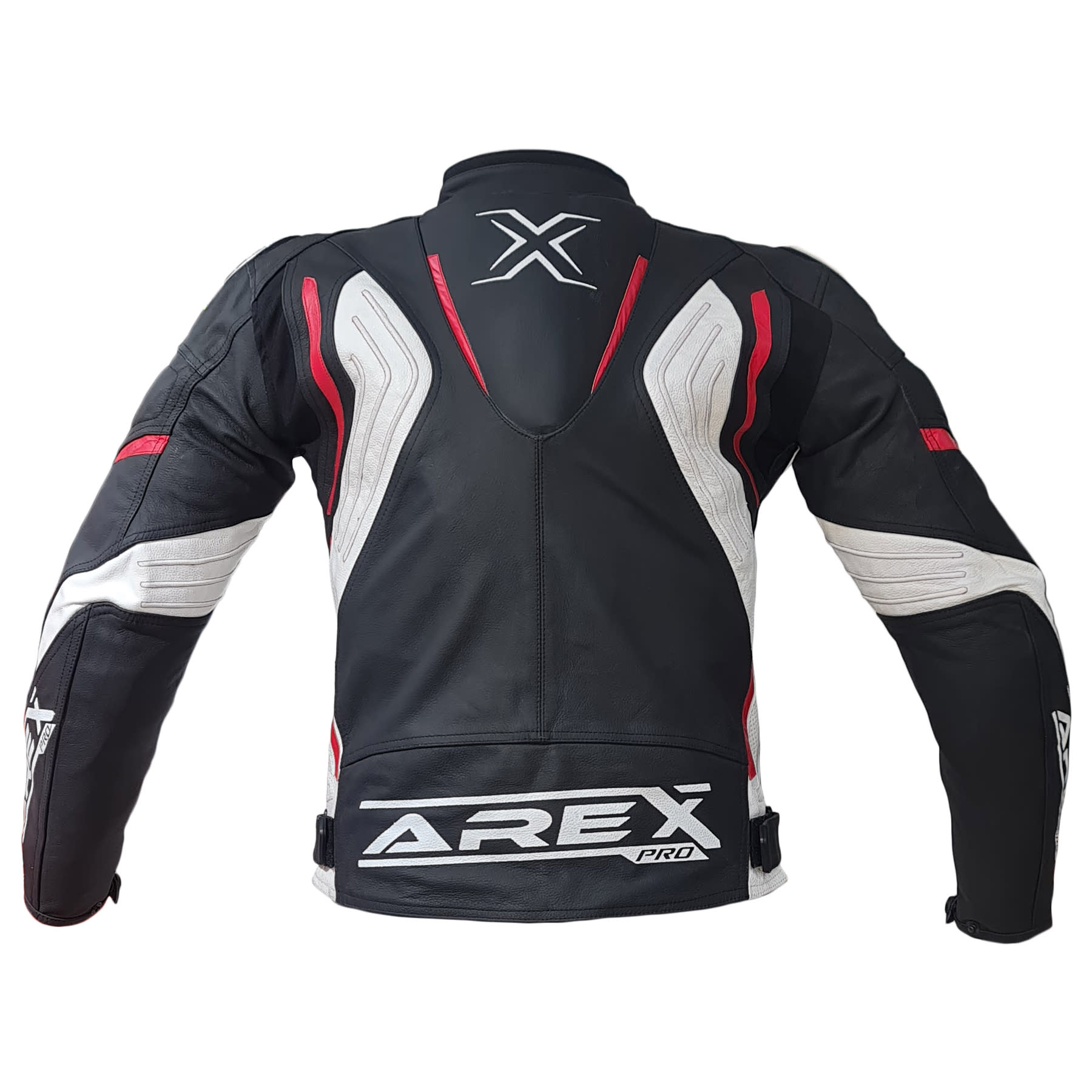CHAQUETA CUERO AREX RACER NEG/BCO/ROJO