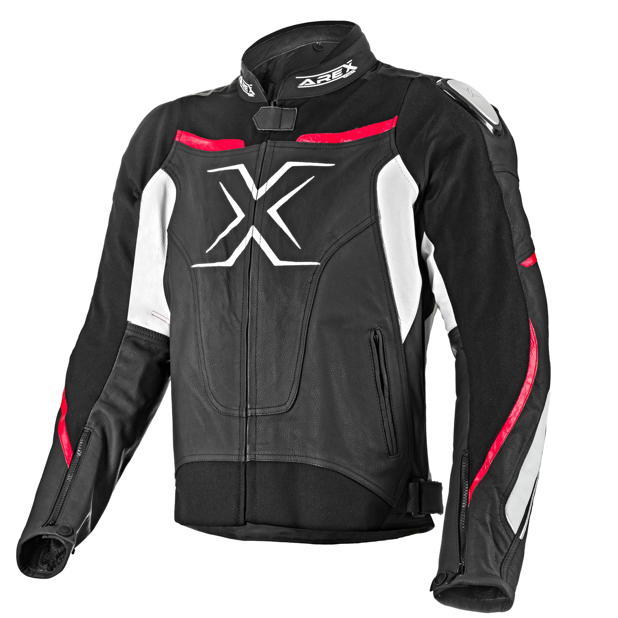 CHAQUETA CUERO AREX RACER NEG/BCO/ROJO · Arex | Mr7Store