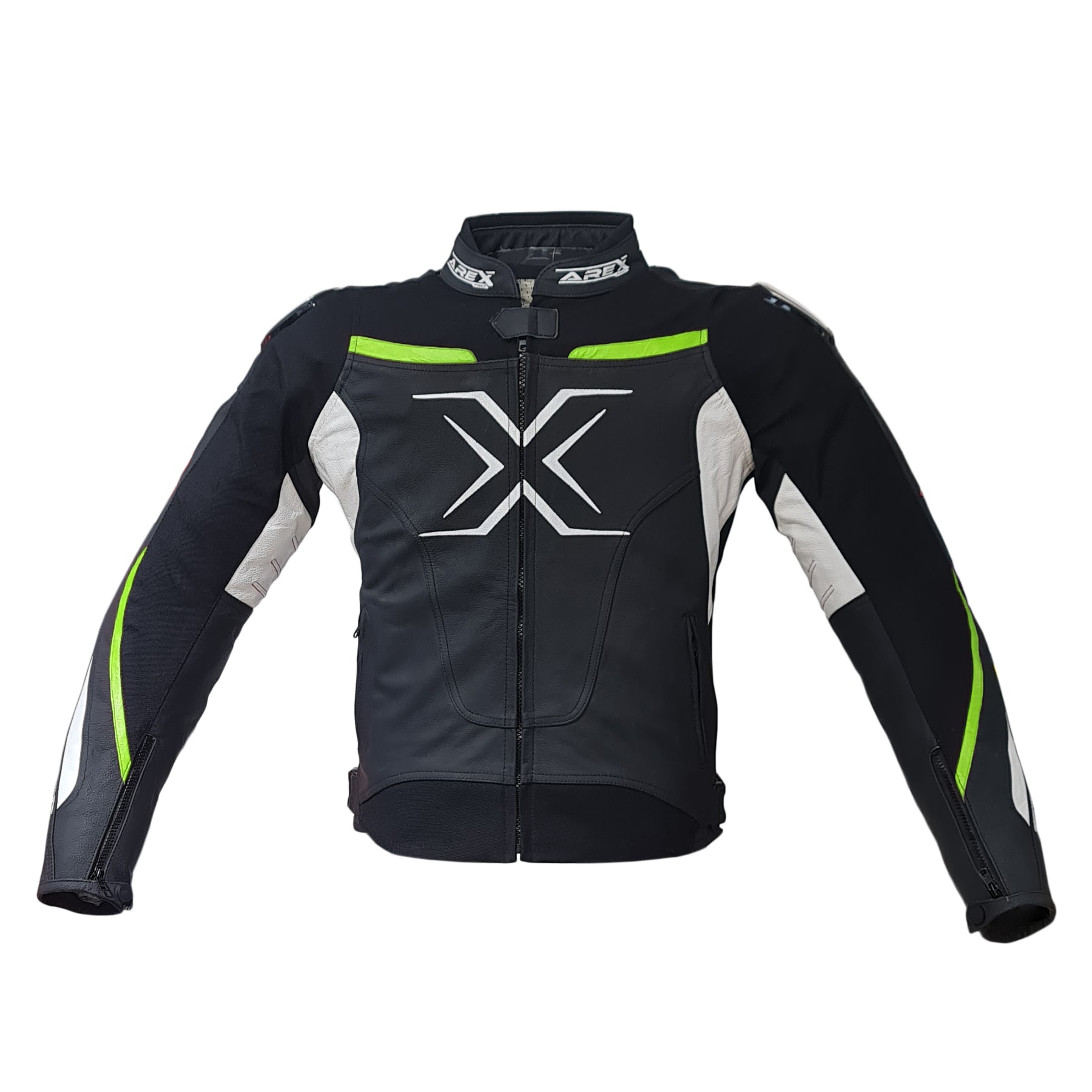 CHAQUETA CUERO AREX RACER NEG/BCO/AMA