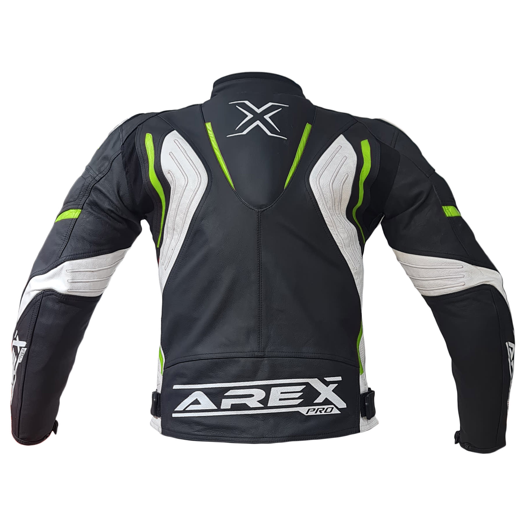CHAQUETA CUERO AREX RACER NEG/BCO/AMA