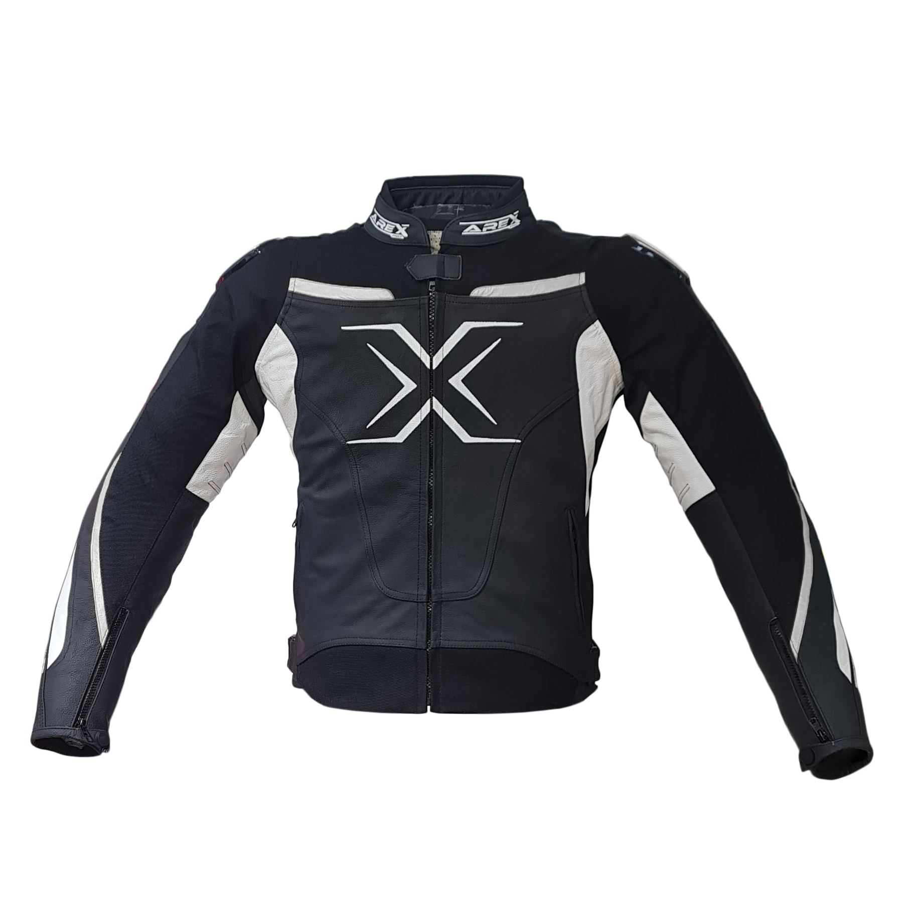 CHAQUETA CUERO AREX RACER NEGRO/BLANCO
