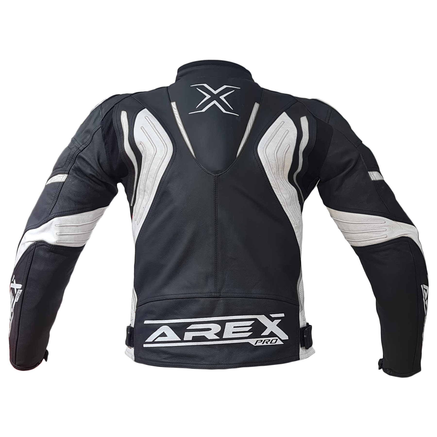 CHAQUETA CUERO AREX RACER NEGRO/BLANCO