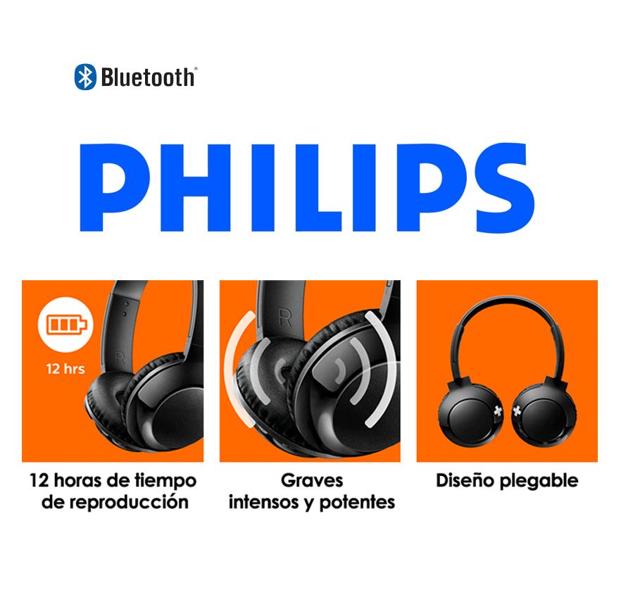 AUDIFONO PHILIPS BLUETOOTH BASS+ SHB3075