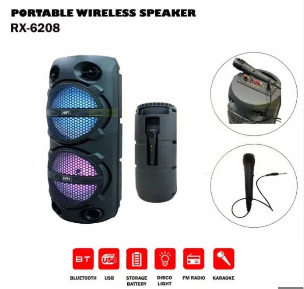 ELEK PARLANTE KARAOKE DOBLE 6.5" RX-6208 MR-920113 (8)
