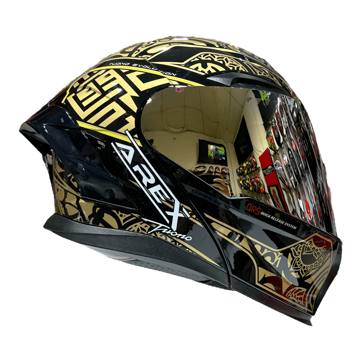 CASCO ABATIBLE AREX MR-903 EDGE NEGRO DORADO
