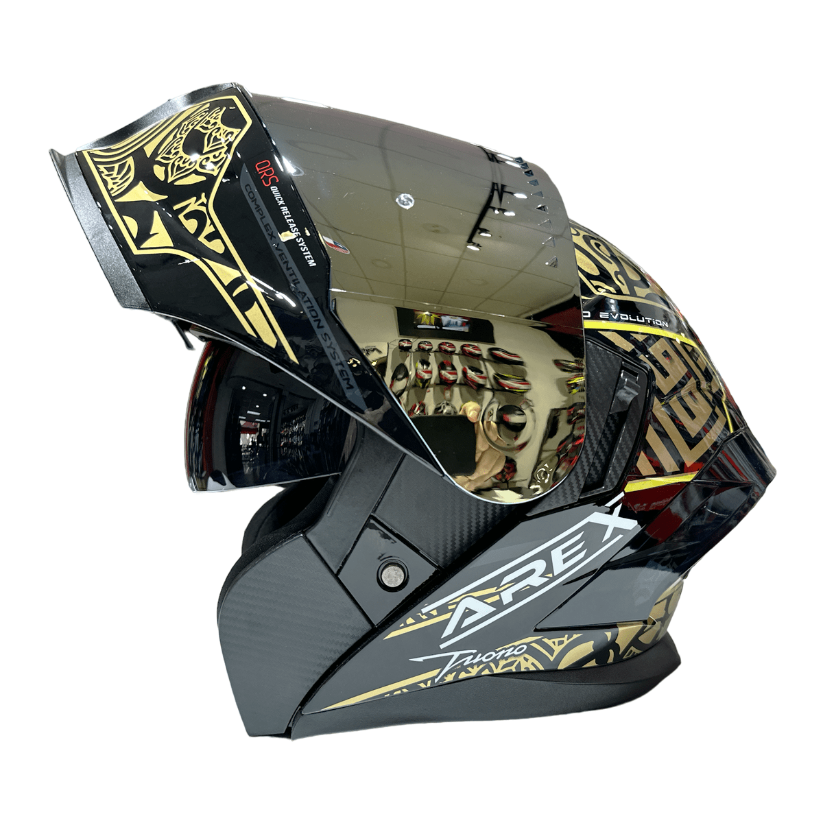 CASCO ABATIBLE AREX MR-903 EDGE NEGRO DORADO