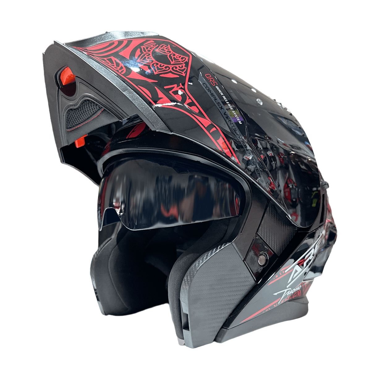 CASCO ABATIBLE AREX MR-903 EDGE NEGRO ROJO