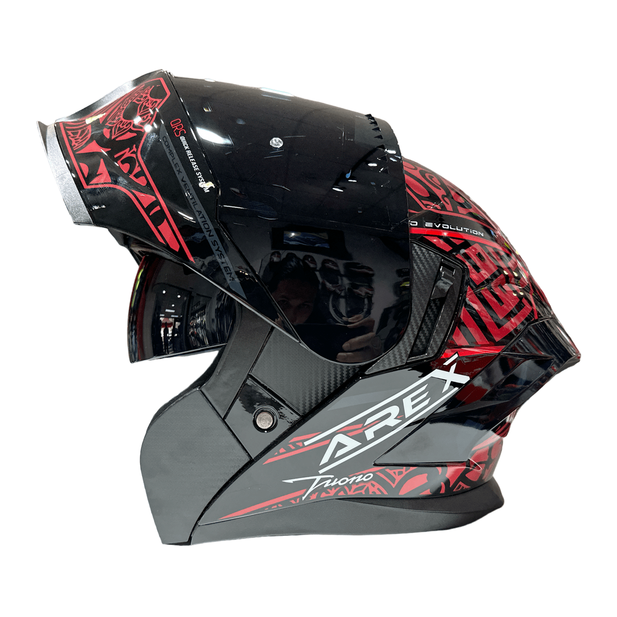 CASCO ABATIBLE AREX MR-903 EDGE NEGRO ROJO