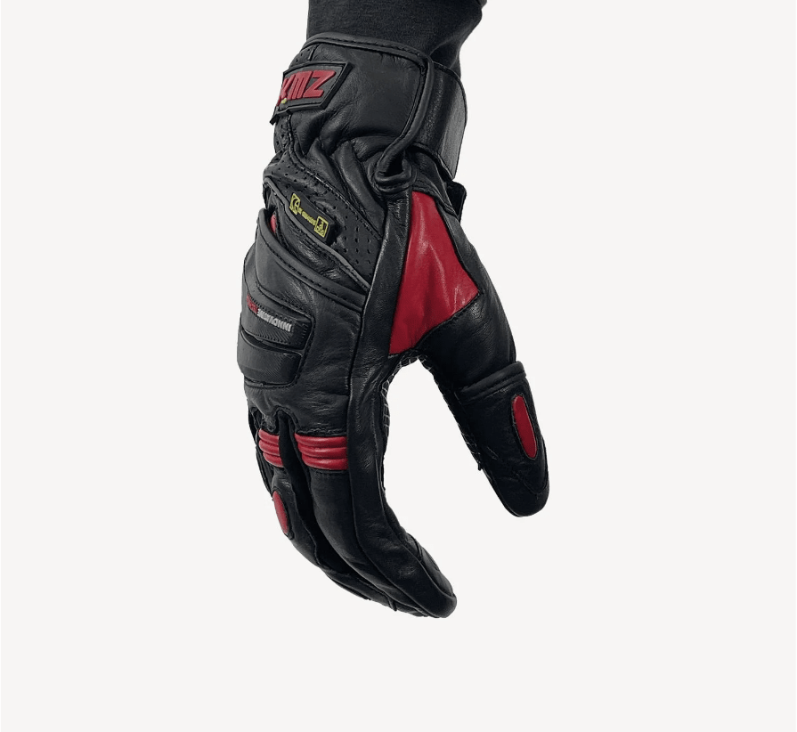 GUANTE CUERO KMZ COMBO NEGRO/ROJO