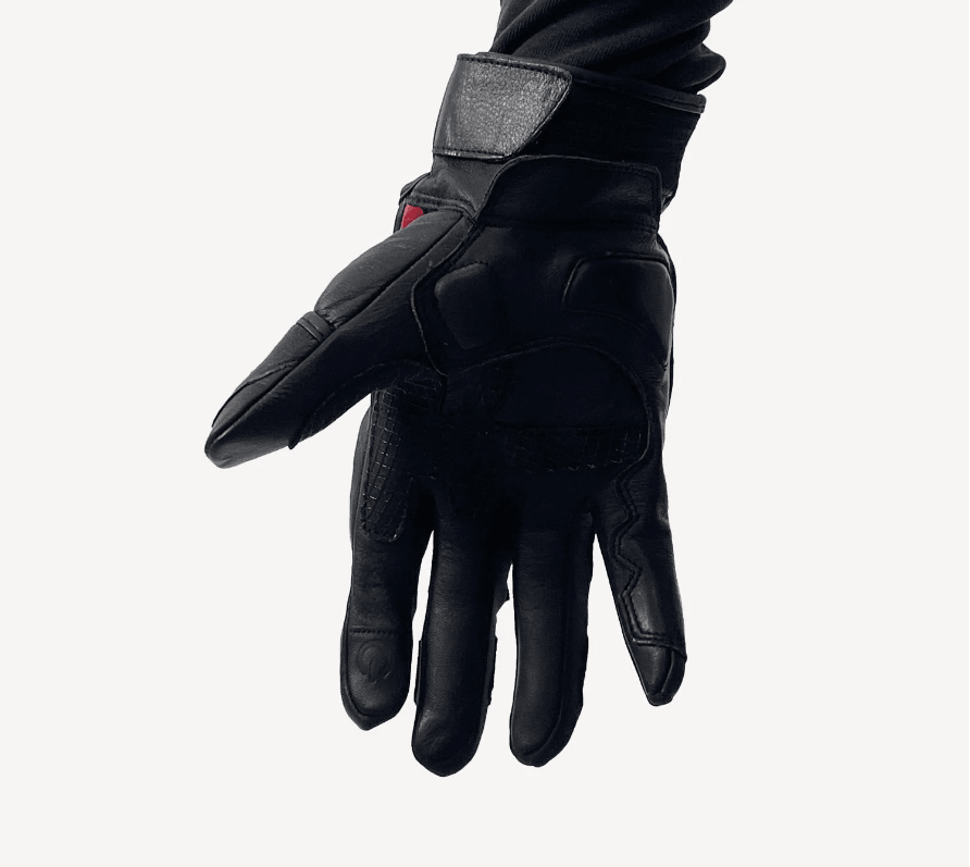 GUANTE CUERO KMZ COMBO NEGRO/ROJO