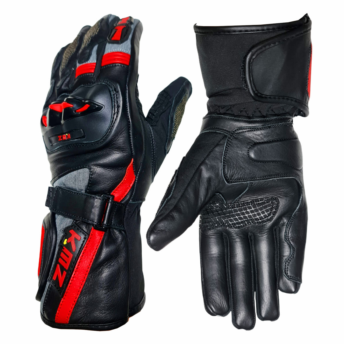 GUANTE CUERO KMZ FORBIDEN NEGRO/ROJO