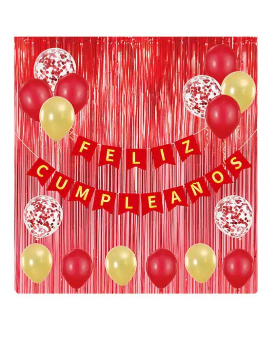 ELEK 616017 SET DE CUMPLEANOS CORTINA 1M X2 LETRAS GLOBOS