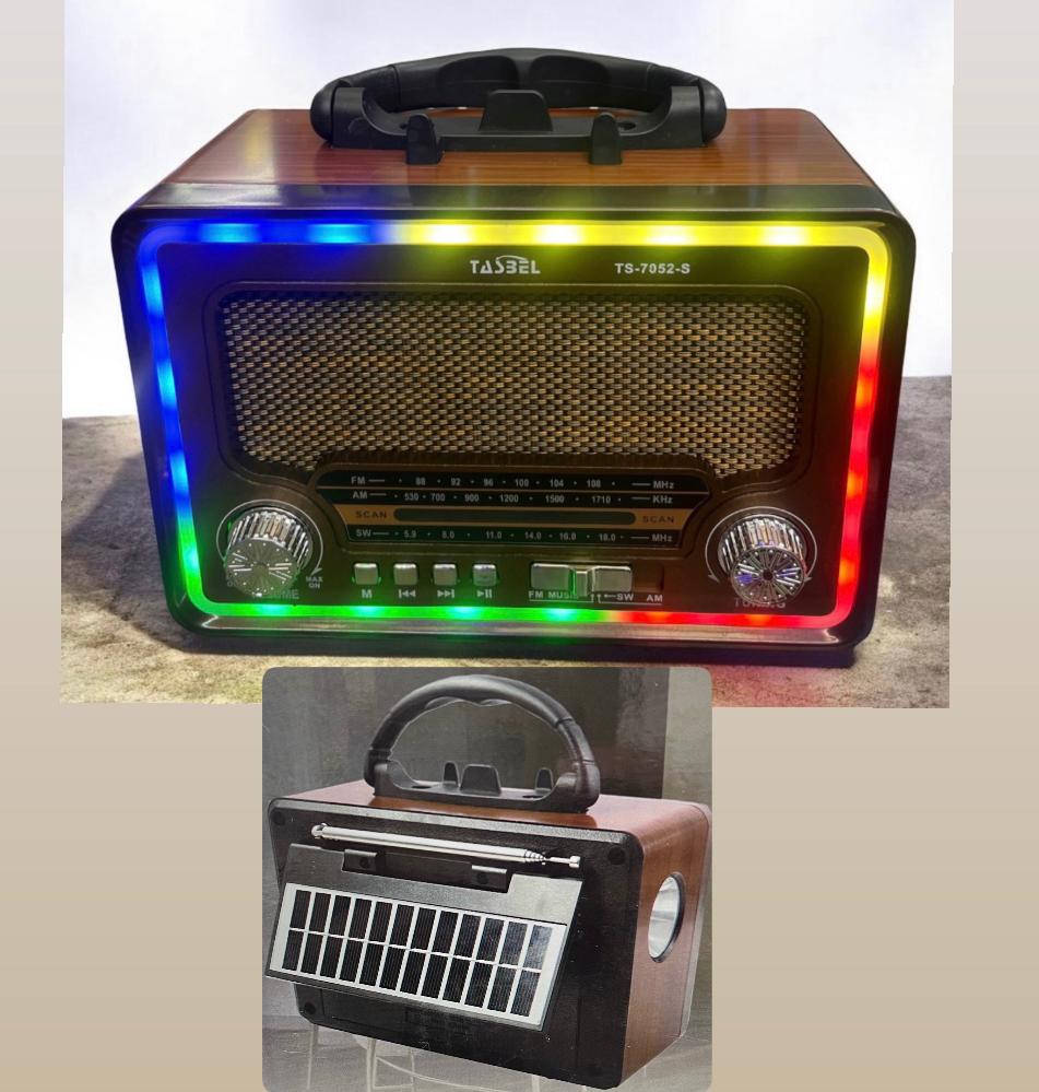 ELEK 1604735 RADIO PARLANTE LUCES RGB FRONTAL LINTERNA LATERA C/PANEL SOLAR