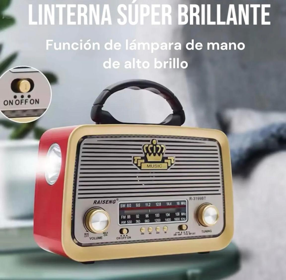 1604676 RADIO VINTAGE RECARGABLE AM/FM C/LINTERNA RGB