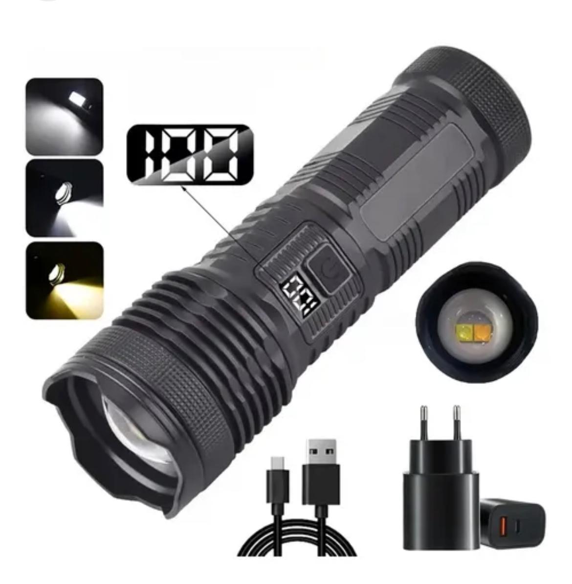 2701178 LINTERNA RECARGABLE C/ZOOM LUZ CALIDA Y FRIA