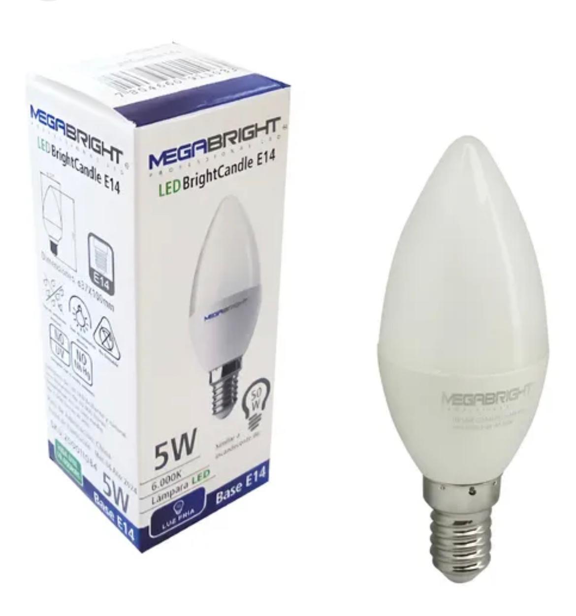ELEK 910210 AMPOLLETA MEGABRIGHT  E14 VELA 5W 3000K
