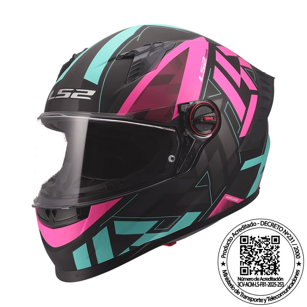 CASCO LS2 FF816 COSMOS PASKAL NEGRO ROSA MATE