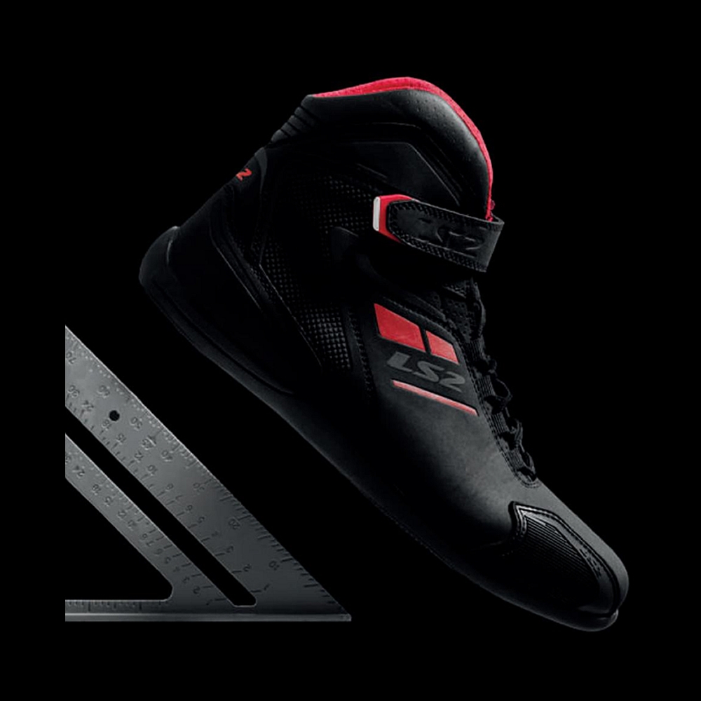 BOTA LS2 GARRA NEGRA ROJA MUJER