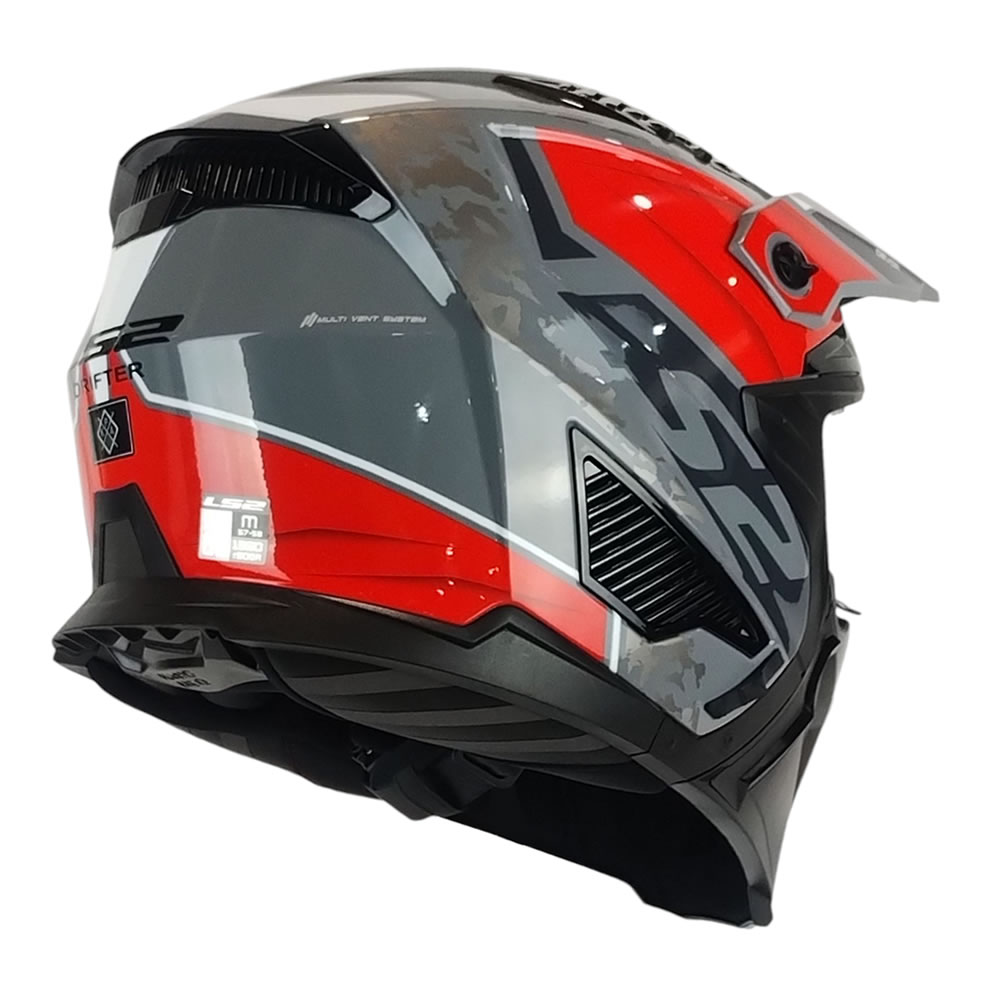 CASCO LS2 OF606 DRIFTER DEVOR SILVER TIT ROJO