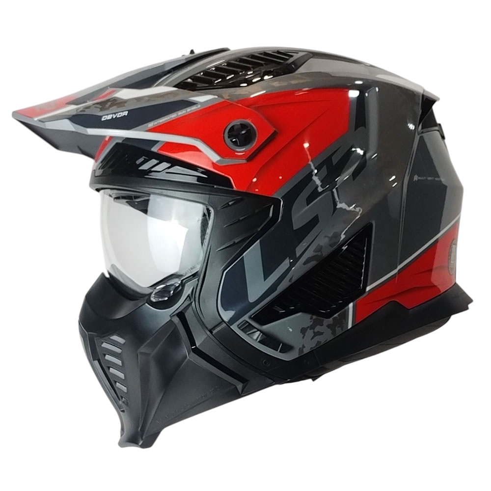 CASCO LS2 OF606 DRIFTER DEVOR SILVER TIT ROJO